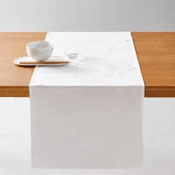 Feesttafel|Tafellaken En Tafelloper<Colombine Damast tafellaken met bladerenprint ® wit