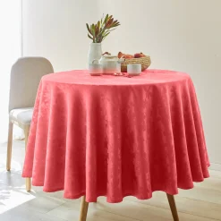 Feesttafel|Tafellaken En Tafelloper<Colombine Damast tafellaken met bladerenprint ® rood
