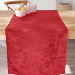 Feesttafel|Tafellaken En Tafelloper<Colombine Damast tafellaken met bladerenprint ® rood