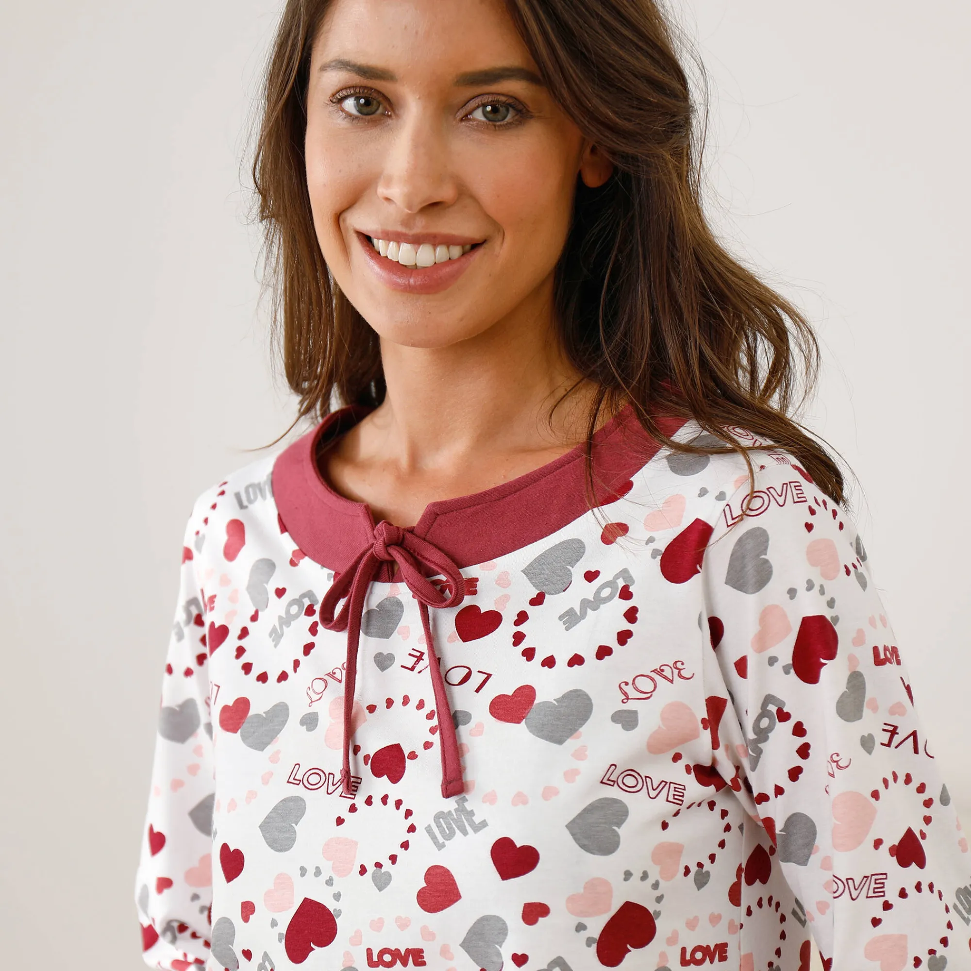 Pyjama<Blancheporte Damespyjama met hartjesprint kersenrood