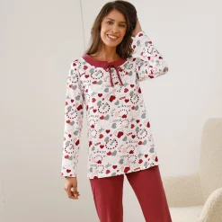 Pyjama<Blancheporte Damespyjama met hartjesprint kersenrood
