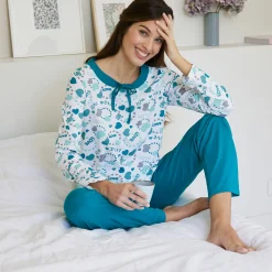 Pyjama<Blancheporte Damespyjama met hartjesprint smaragd