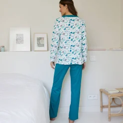 Pyjama<Blancheporte Damespyjama met hartjesprint smaragd