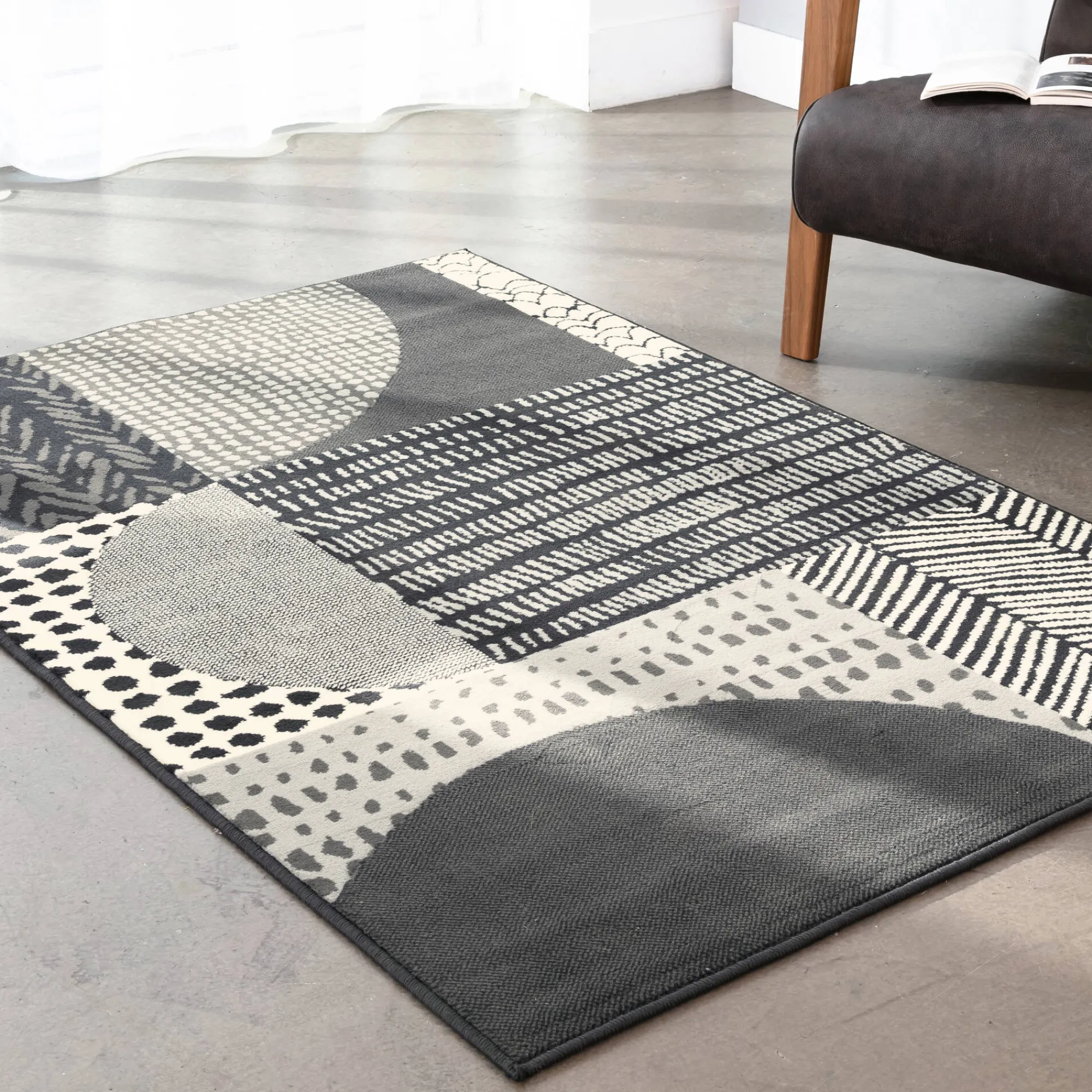 Tapijt<Blancheporte Decoratief tapijtje met geometrisch motief donkergrijs