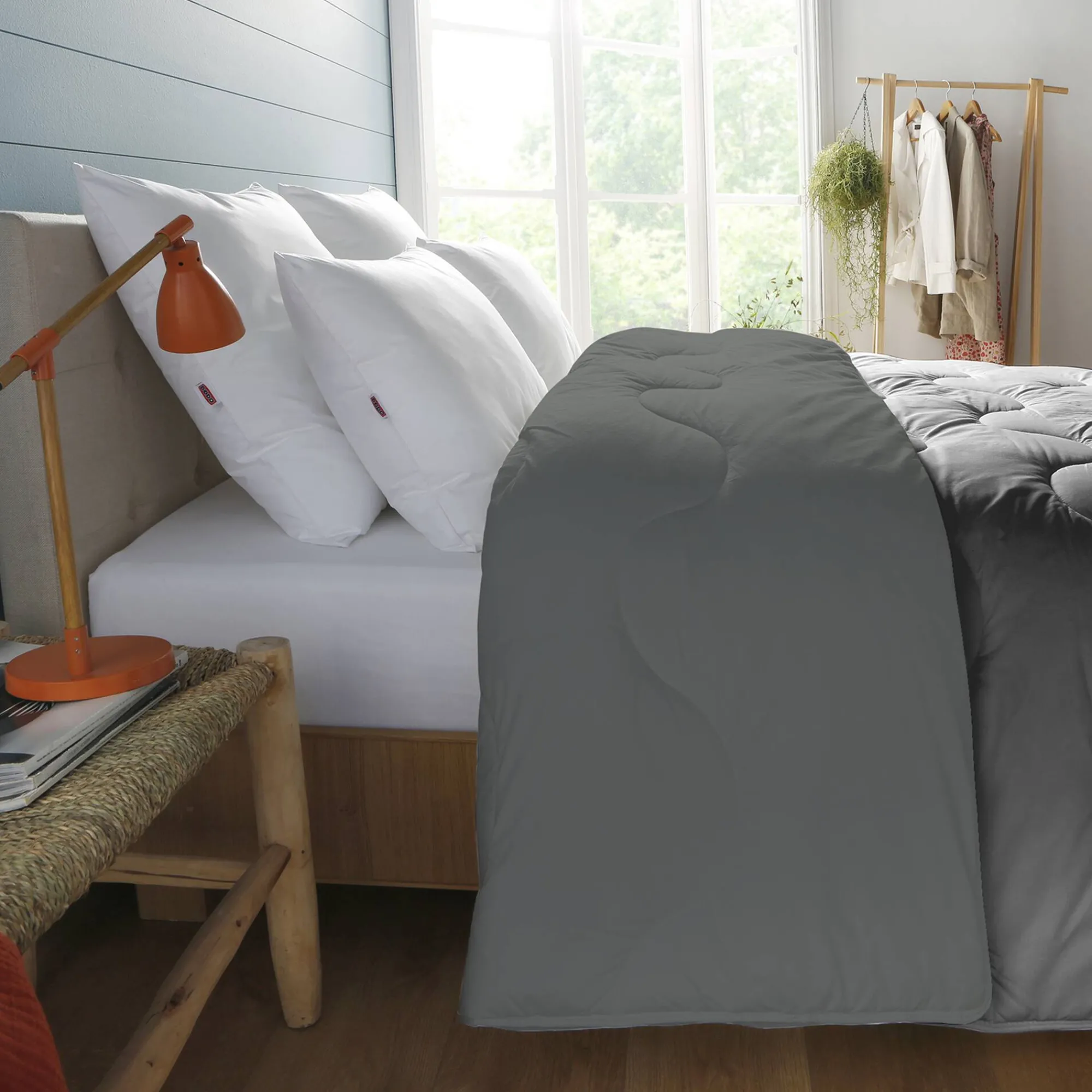 Dekbed<Dodo Dekbed ® Velours antihuisstofmijt 350 g/m² antracietgrijs