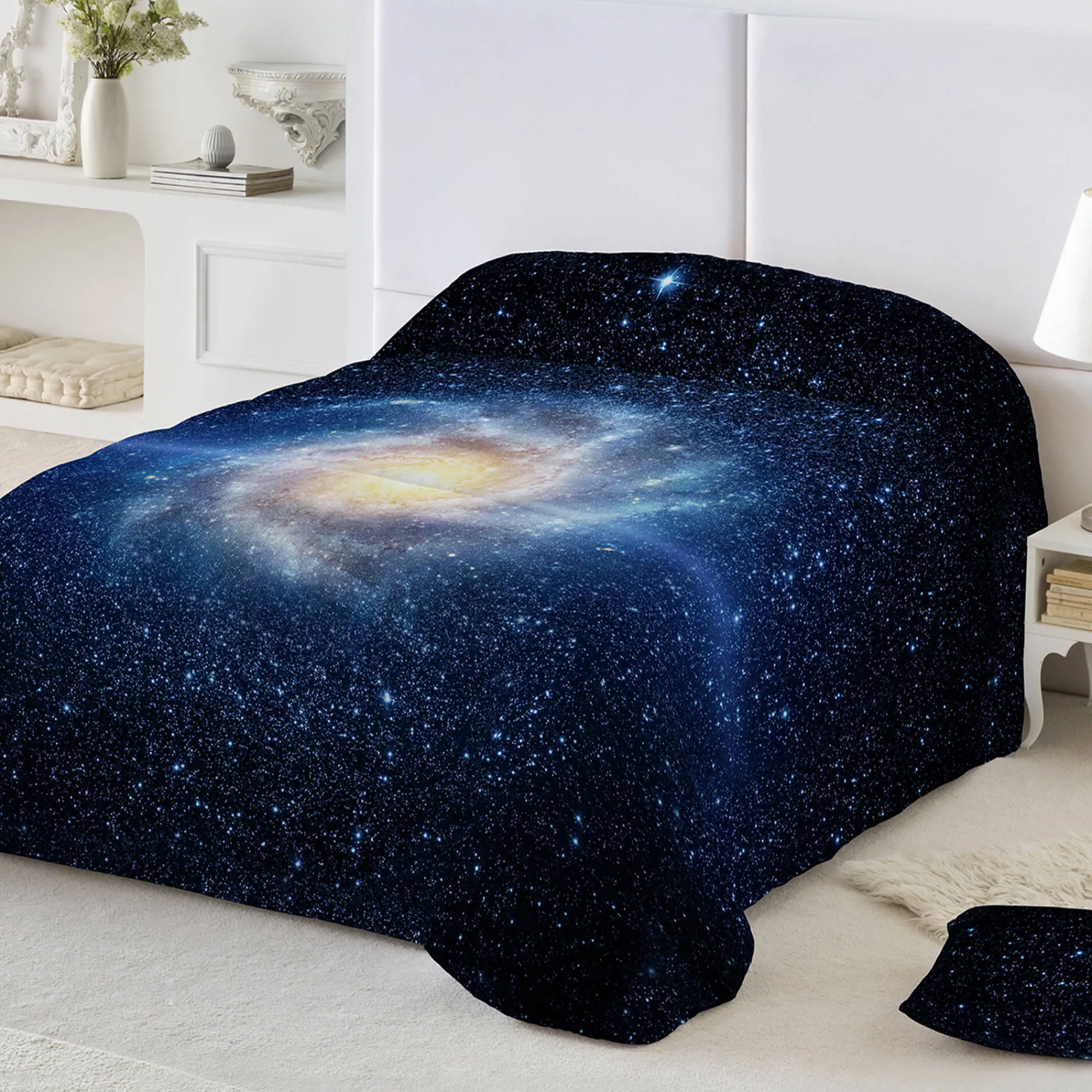 Dekbed<Blancheporte Dekbed in bedrukte microvezel Galaxy 200g/m2 blauw