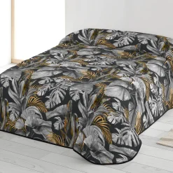 Dekbed<Blancheporte Dekbed in microvezel, bladerenprint, 200 g/m² zwart / zilver