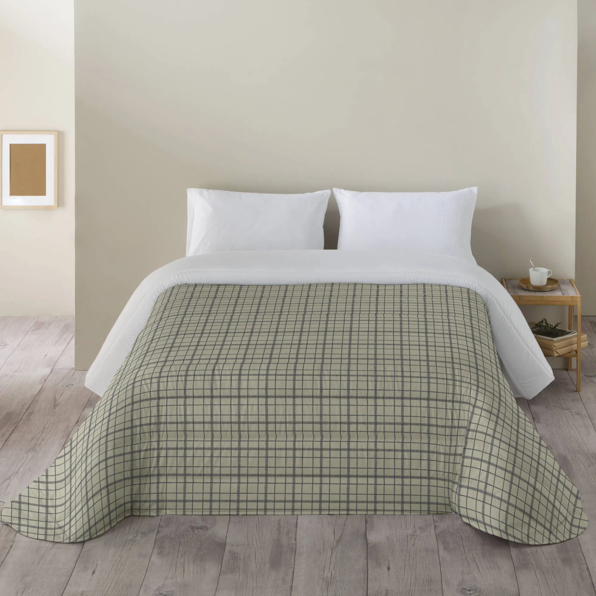 Dekbed<Blancheporte Dekbed in microvezel met ruitenprint 200 g/m² beige / taupe