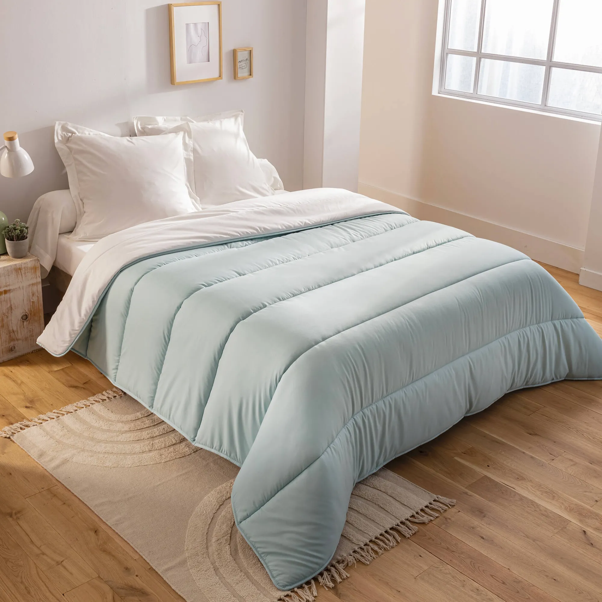 Dekbed<Blancheporte Dekbed in microvezel met Pastel print 400g/m2 blauw