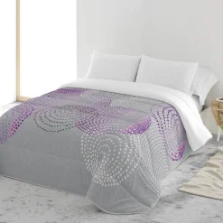 Dekbed<Blancheporte Dekbed in microvezel met grafische cirkelprint, 200 g/m2 grijs / parma