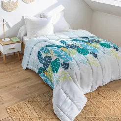 Dekbed<Blancheporte Dekbed in microvezel met bladerenprint 400 g/m2 watergroen