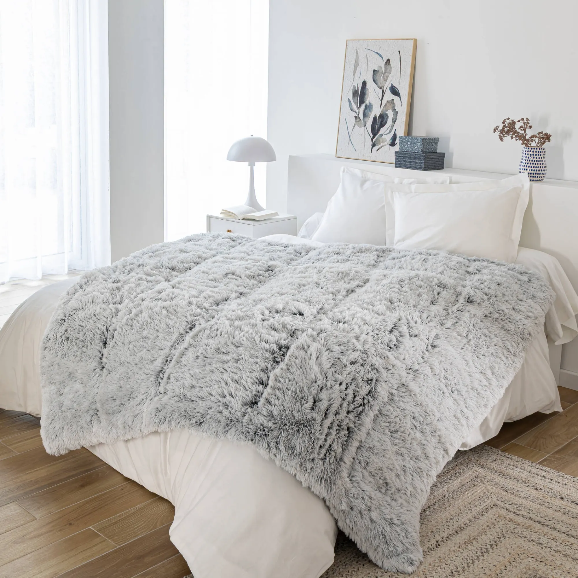 Dekbed<Ourson Dekbed van synthetisch bont(**) 600 g/m² chiné grijs