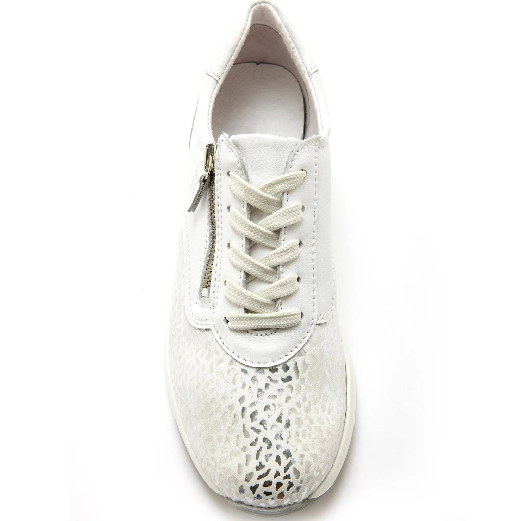 Baskets En Sneakers|Schoenen<PédiConfort Derby's in leer Hallux Confort wit / zilverkleurig