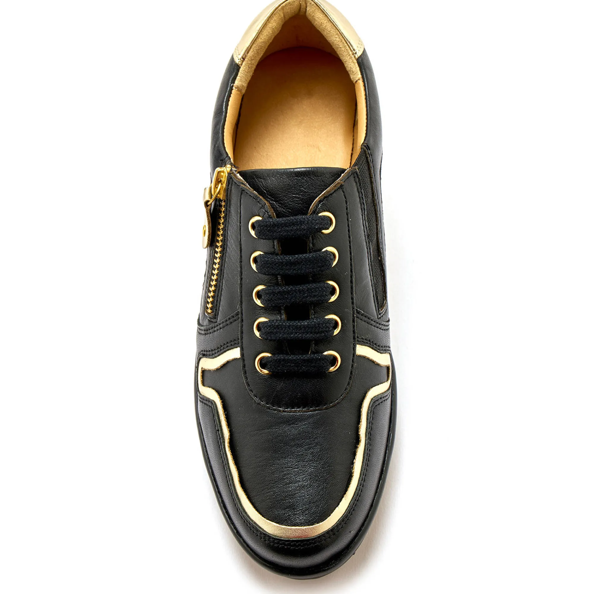 Baskets En Sneakers|Schoenen<PédiConfort Derby's met comfortbreedte, in leer met metallic details zwart