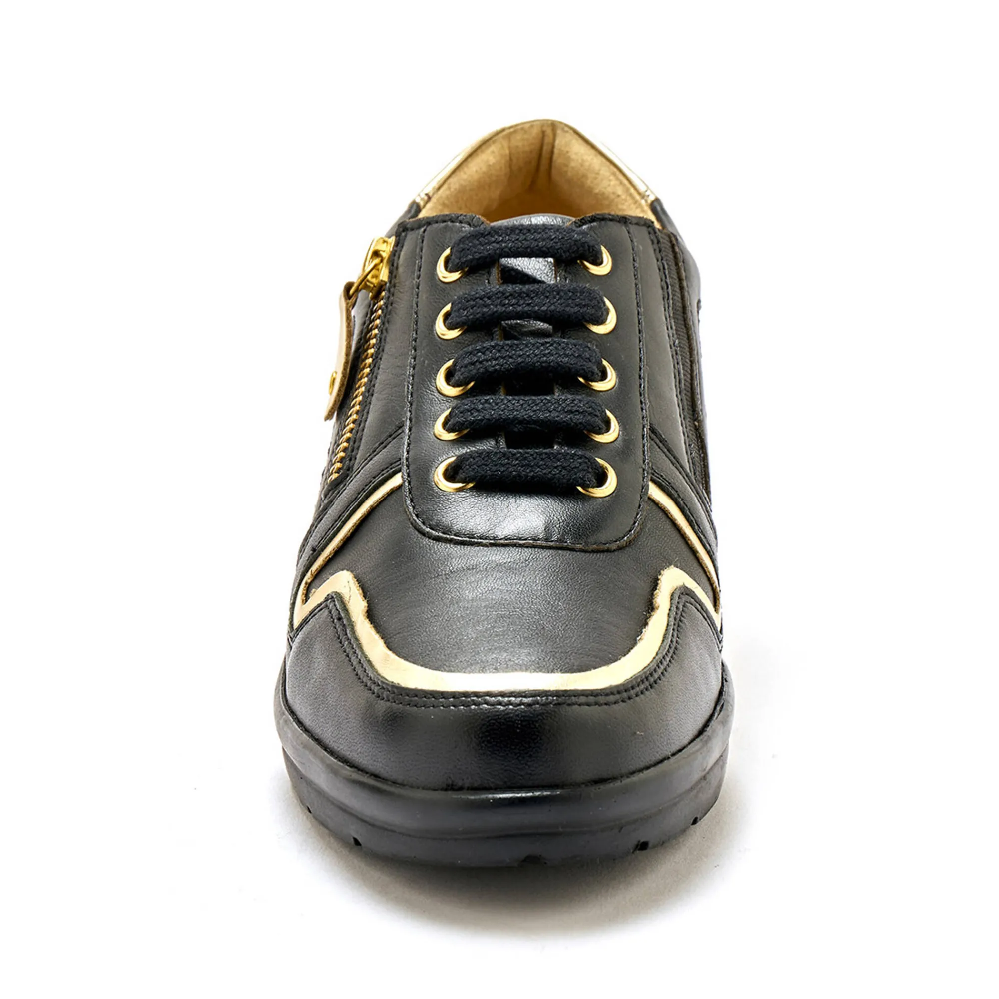 Baskets En Sneakers|Schoenen<PédiConfort Derby's met comfortbreedte, in leer met metallic details zwart