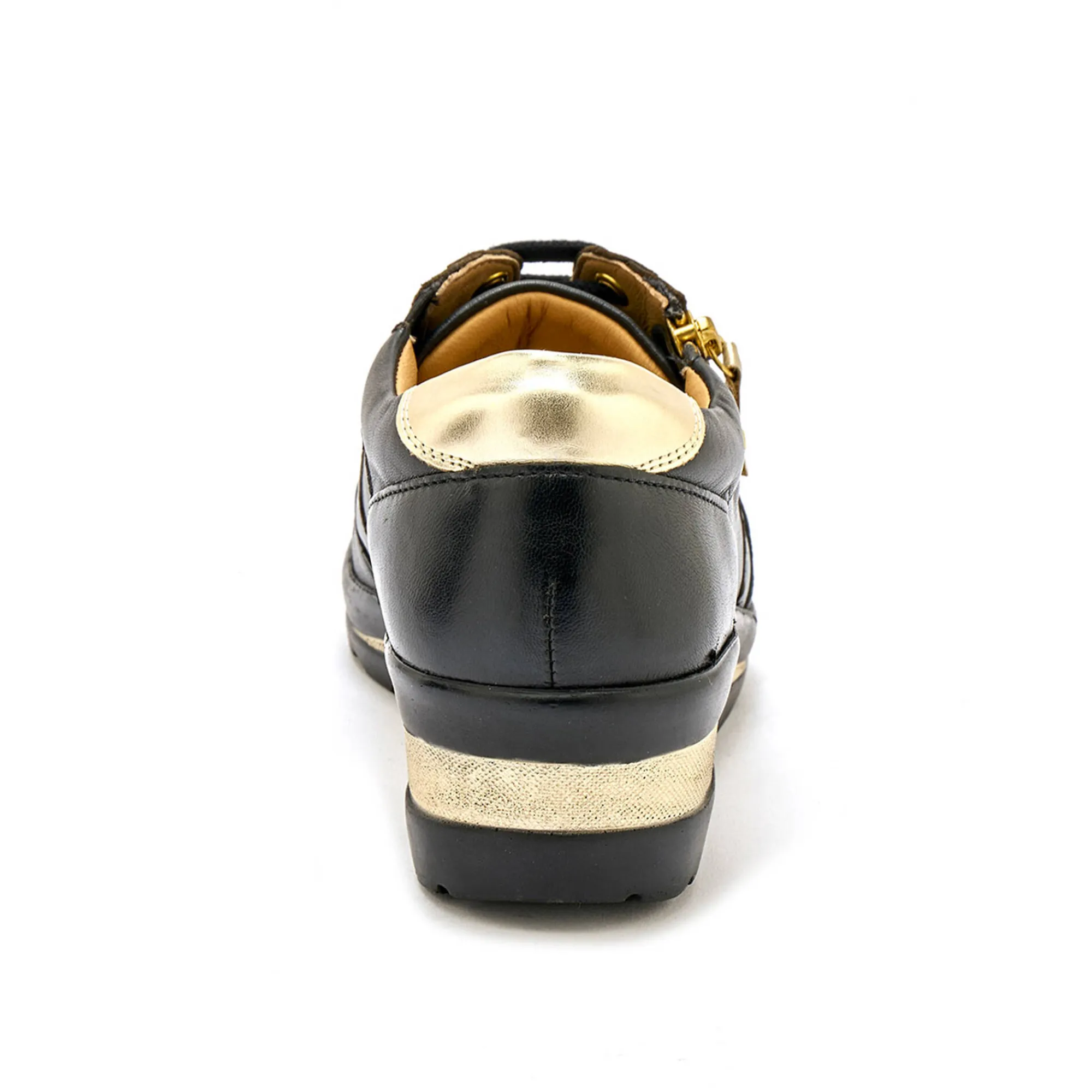 Baskets En Sneakers|Schoenen<PédiConfort Derby's met comfortbreedte, in leer met metallic details zwart