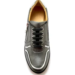 Baskets En Sneakers|Schoenen<PédiConfort Derby's met comfortbreedte, in leer met metallic details grijs
