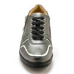Baskets En Sneakers|Schoenen<PédiConfort Derby's met comfortbreedte, in leer met metallic details grijs