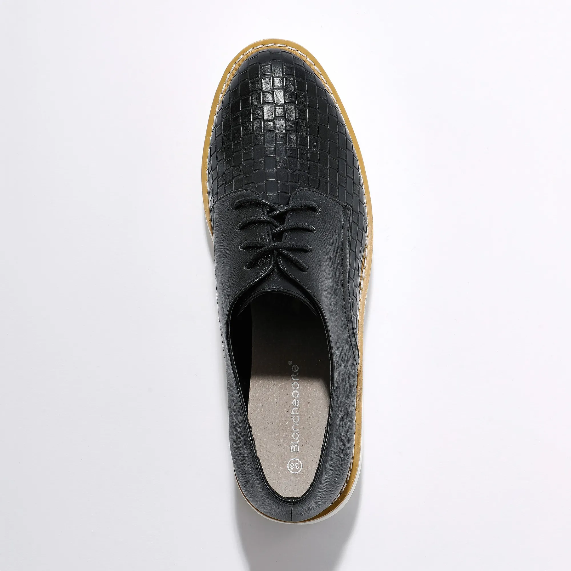 Feestelijke Schoenen|Derby's En Mocassins<Blancheporte Derby's met sleehak en geweven effect - zwart
