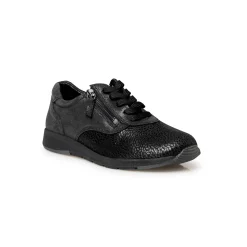 Baskets En Sneakers|Schoenen<PédiConfort Derby's met vetersluiting en rits in leer en stretchstof zwart