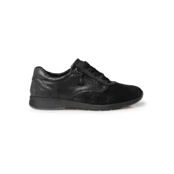 Baskets En Sneakers|Schoenen<PédiConfort Derby's met vetersluiting en rits in leer en stretchstof zwart