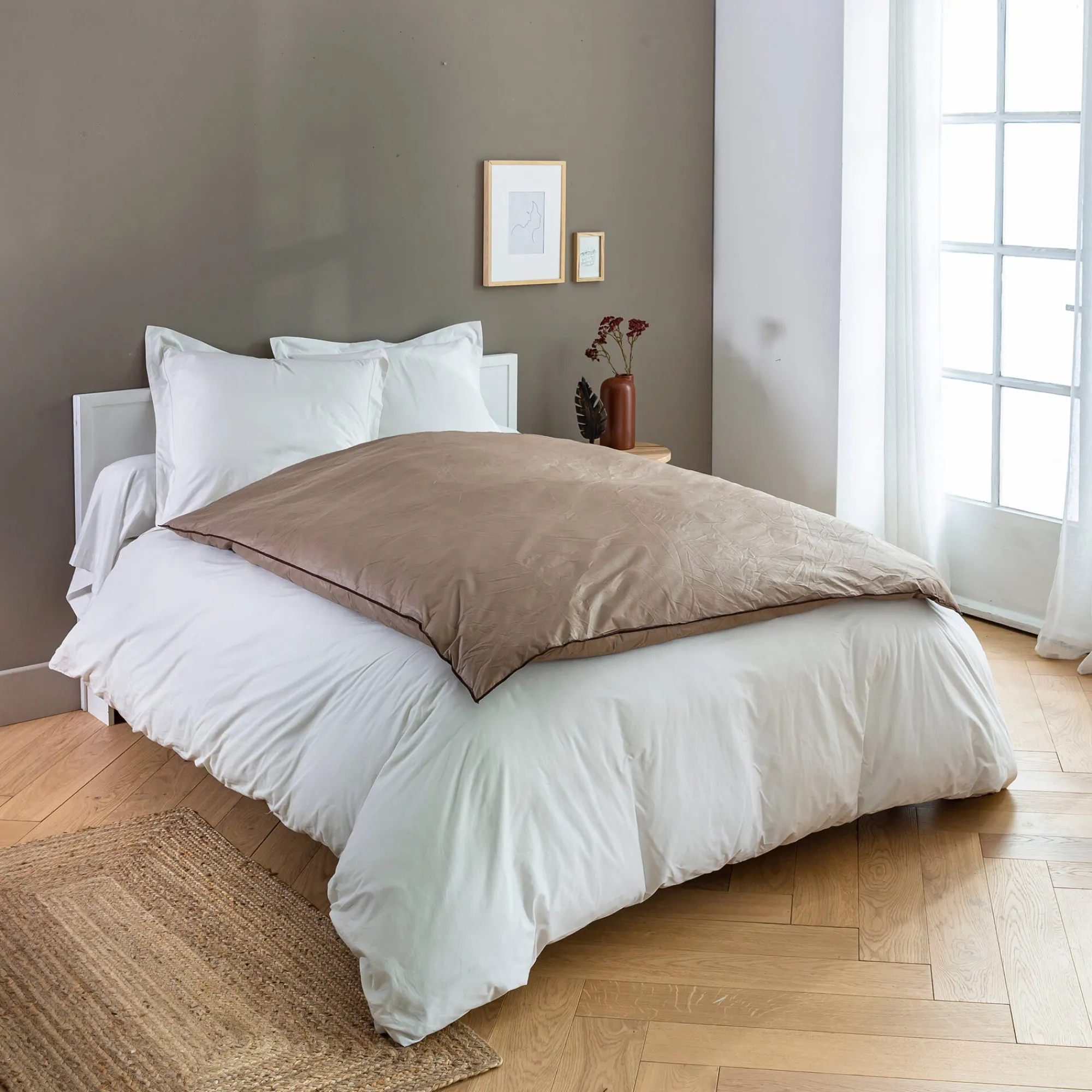 Donsdeken|Dekbed<Blancheporte Donsdeken met natuurlijke dons en pluimpjes, prestigekwaliteit taupe
