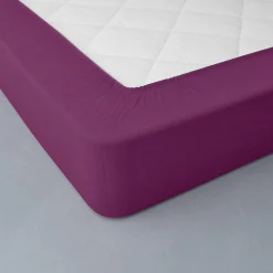 Hoeslaken<Blancheporte Drap-housse uni flanelle bonnets 32 cm pruim