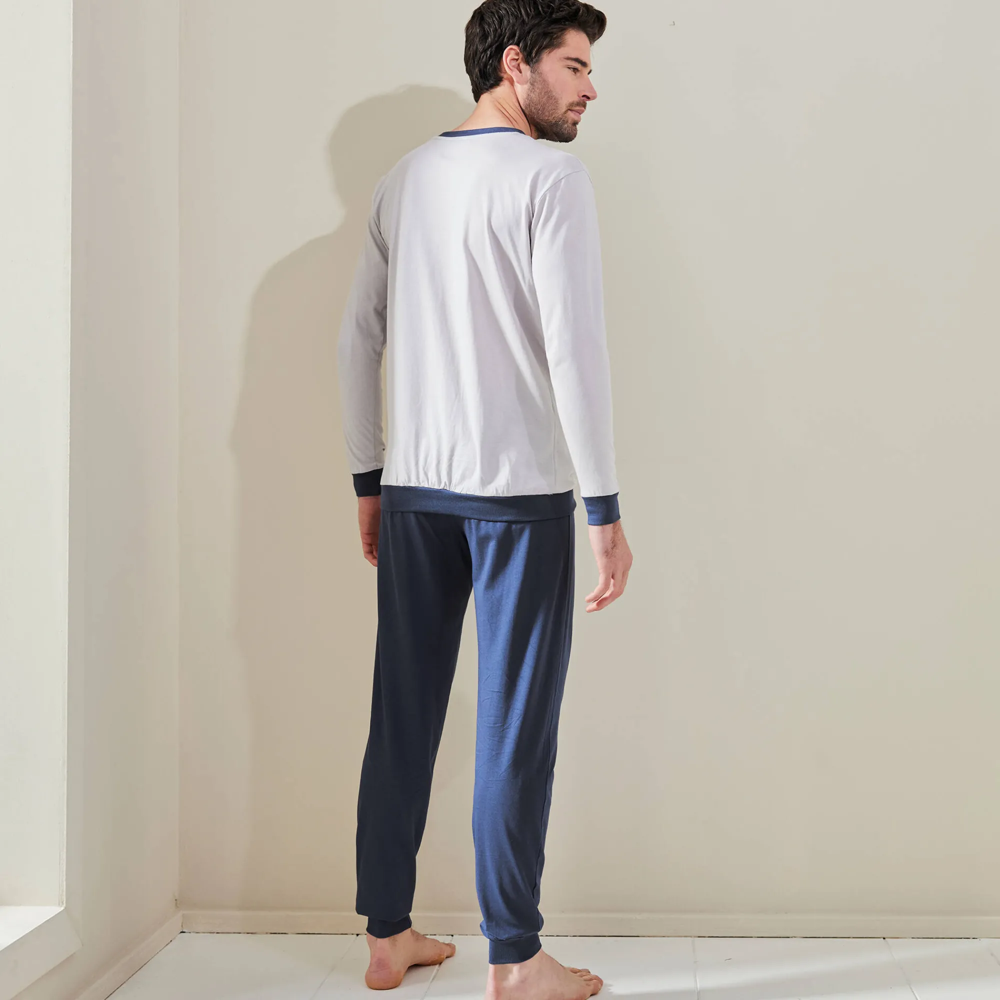 Pyjama En Kamerjas<Blancheporte Driekleurige pyjama - set van 2 marine / bordeaux