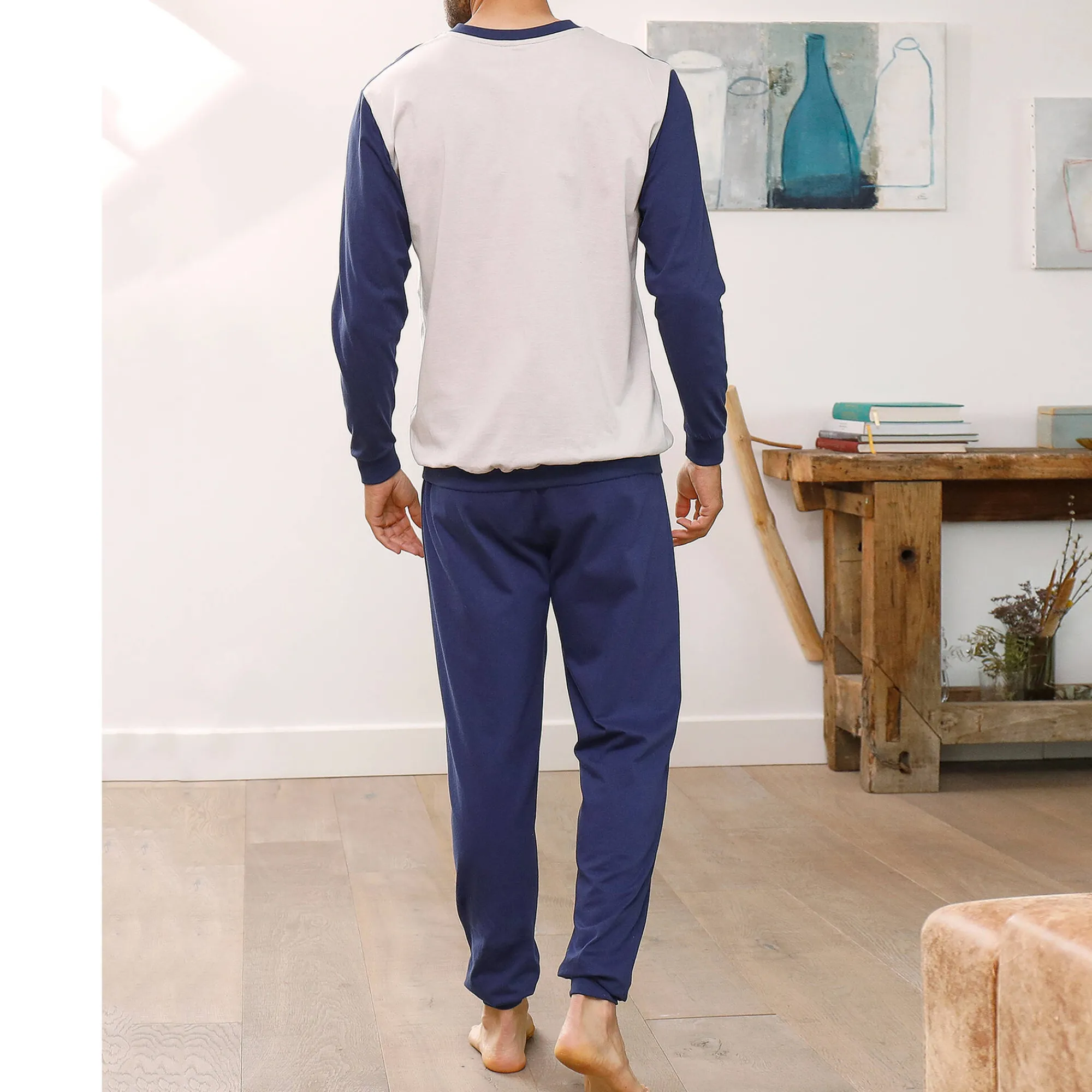Pyjama En Kamerjas<Blancheporte Driekleurige pyjama - set van 2 blauw + grijs