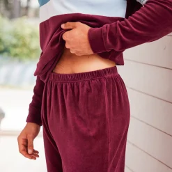 Pyjama En Kamerjas<Blancheporte Driekleurige pyjama in velours, lange mouwen bordeaux