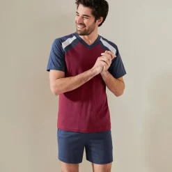 Pyjama En Kamerjas<Blancheporte Driekleurige shortama - set van 2 marine / bordeaux