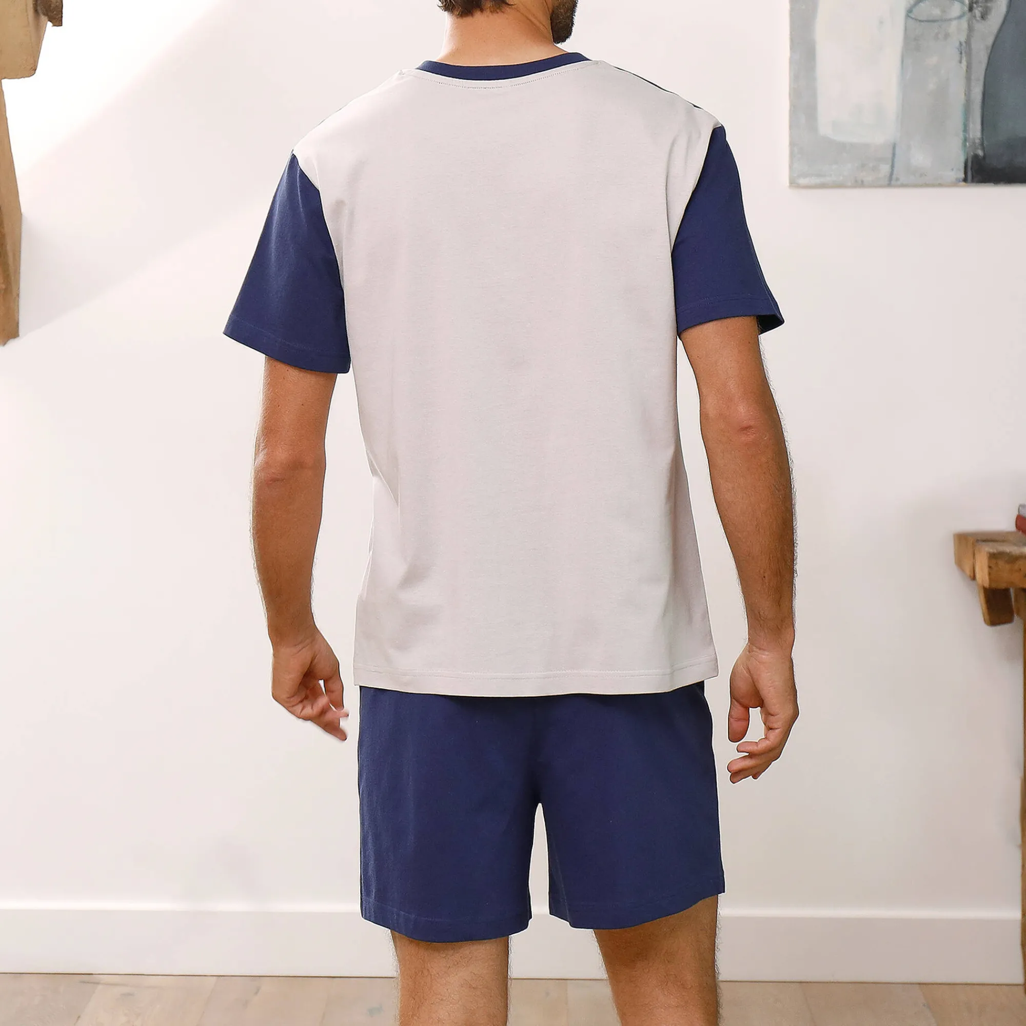 Pyjama En Kamerjas<Blancheporte Driekleurige shortama - set van 2 blauw + grijs