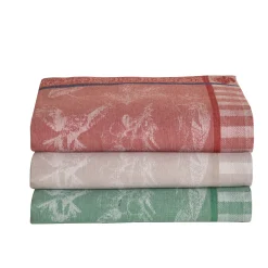 Droogdoek En Handdoek<Blancheporte Droogdoek in jacquardkatoen met bosthema - set van 3 rood + groen + taupe
