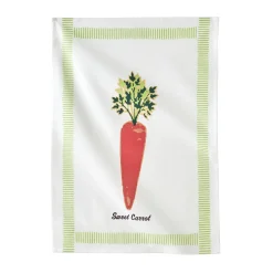 Droogdoek En Handdoek<Blancheporte Droogdoeken met groentenmotief + effen in katoen - set van 3 groen / oranje