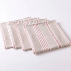 Servet<Blancheporte Droogdoeken met olijvenmotief - set van 4 ecru / rood