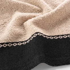 Badhanddoek<Blancheporte Effen badlinnen 450 g/m² met jacquard sierrand, zacht comfort zandkleur