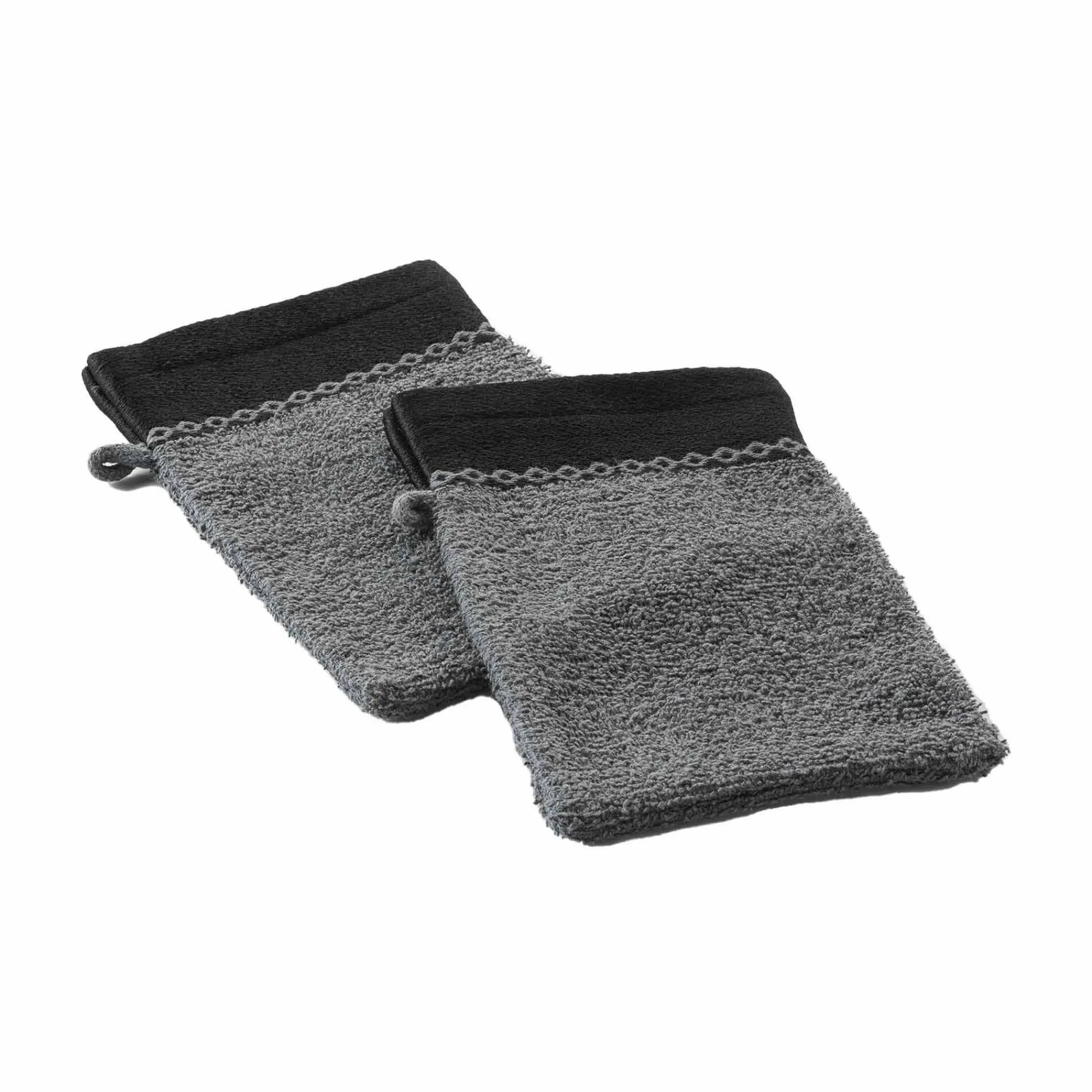 Badhanddoek<Blancheporte Effen badlinnen 450 g/m² met jacquard sierrand, zacht comfort antraciet