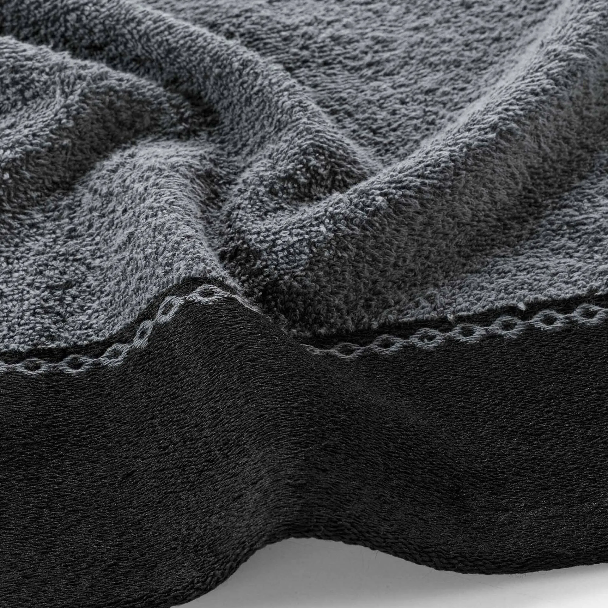Badhanddoek<Blancheporte Effen badlinnen 450 g/m² met jacquard sierrand, zacht comfort antraciet