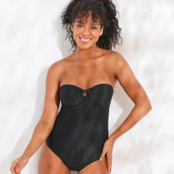 Badmode|Badmode<Blancheporte Effen badpak met bustier - verwijderbare bandjes zwart