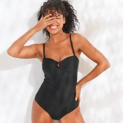 Badmode|Badmode<Blancheporte Effen badpak met bustier - verwijderbare bandjes zwart