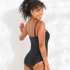 Badmode|Badmode<Blancheporte Effen badpak met bustier - verwijderbare bandjes zwart
