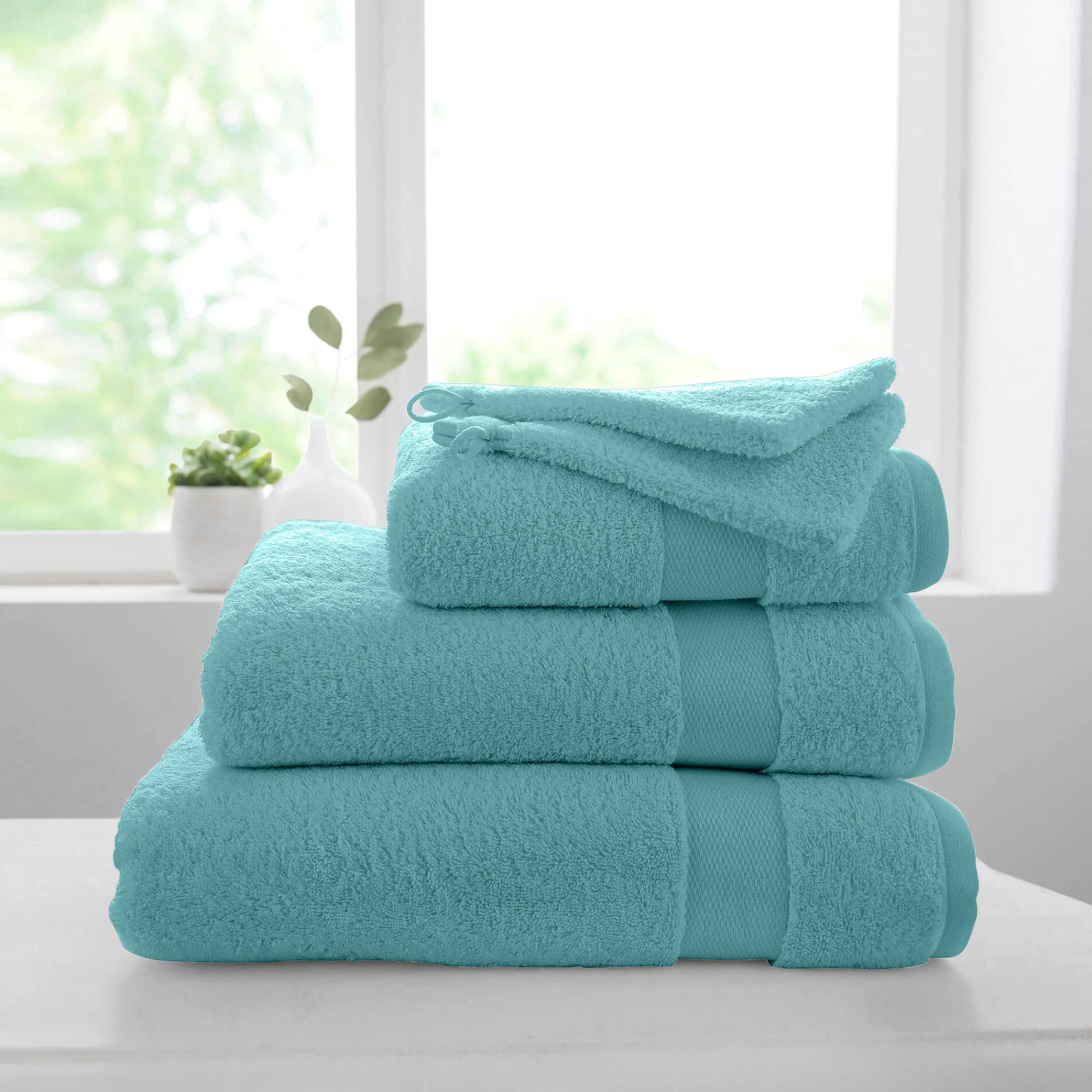 Badhanddoek<Colombine Effen badstof in katoen en modal 500 g/m2 watergroen