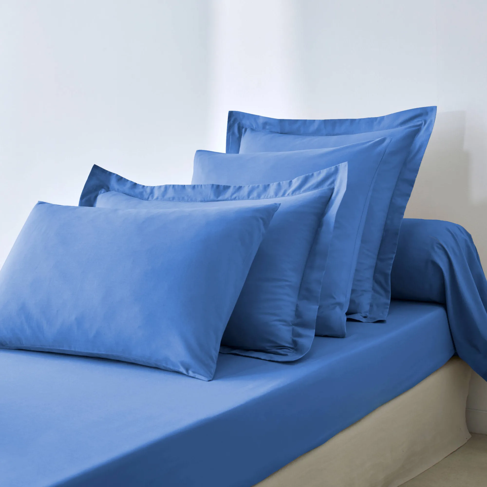 Effen Bedlinnen|Vlak Laken<Colombine Effen bedlinnen - polyester/katoen, oceaanblauw