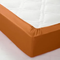 Effen Bedlinnen|Vlak Laken<Colombine Effen bedlinnen - polyester/katoen, kastanje