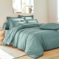 Effen Bedlinnen|Vlak Laken<Colombine Effen bedlinnen - polyester/katoen, celadon