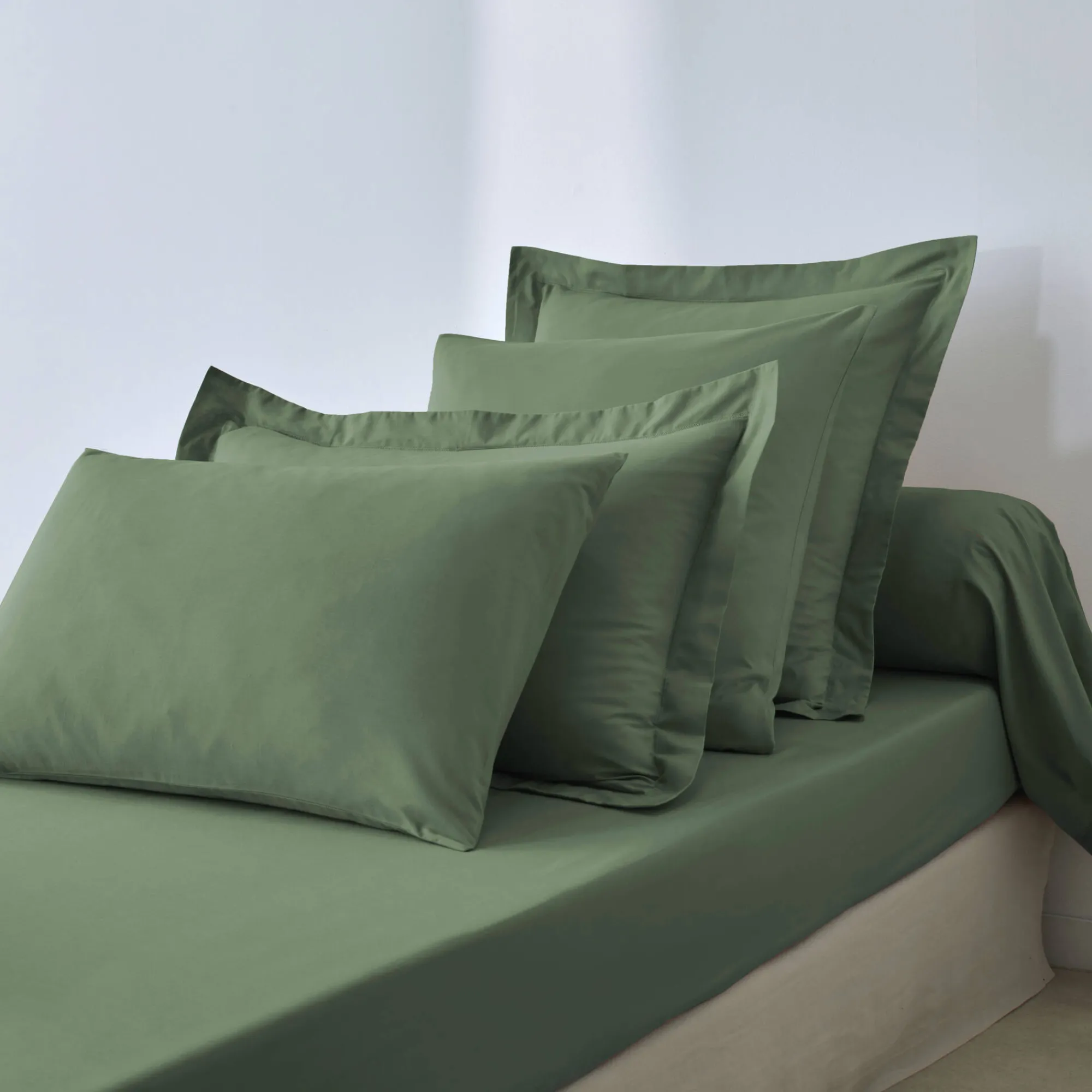 Effen Bedlinnen|Vlak Laken<Colombine Effen bedlinnen - polyester/katoen, eucalyptus