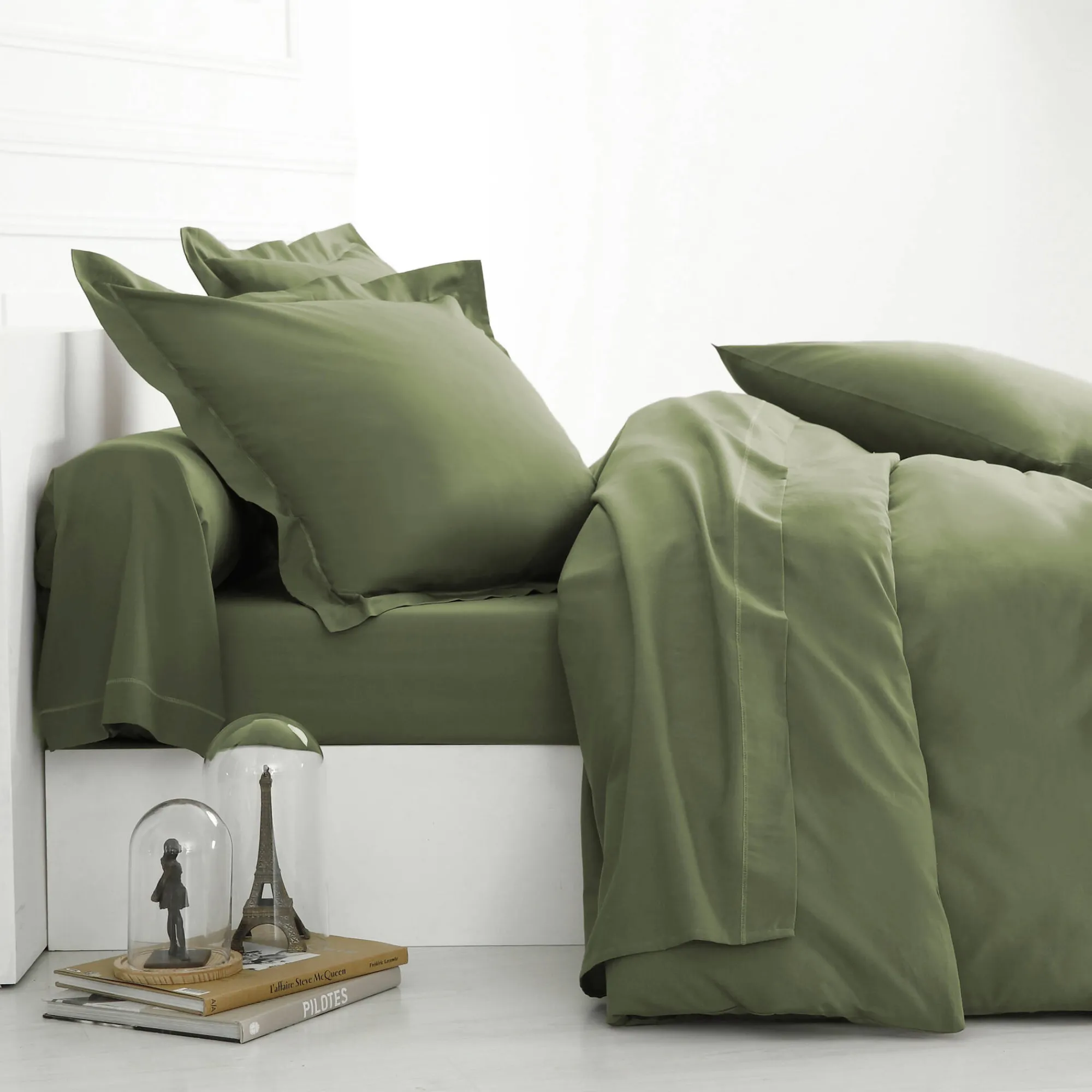 Effen Bedlinnen|Vlak Laken<Colombine Effen bedlinnen - polyester/katoen, eucalyptus