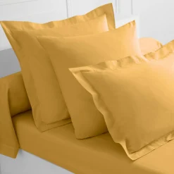 Effen Bedlinnen|Dekbedovertrek<Colombine Effen bedlinnen - polyester/katoen, kerrie