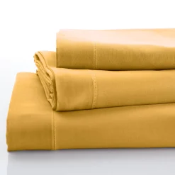 Effen Bedlinnen|Dekbedovertrek<Colombine Effen bedlinnen - polyester/katoen, kerrie