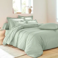 Effen Bedlinnen|Vlak Laken<Colombine Effen bedlinnen - polyester/katoen, amandel groen